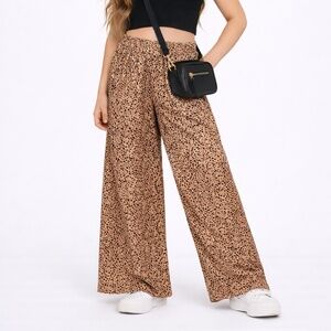 Girls | Wide-Leg Leopard Print Pants | Size 7/8